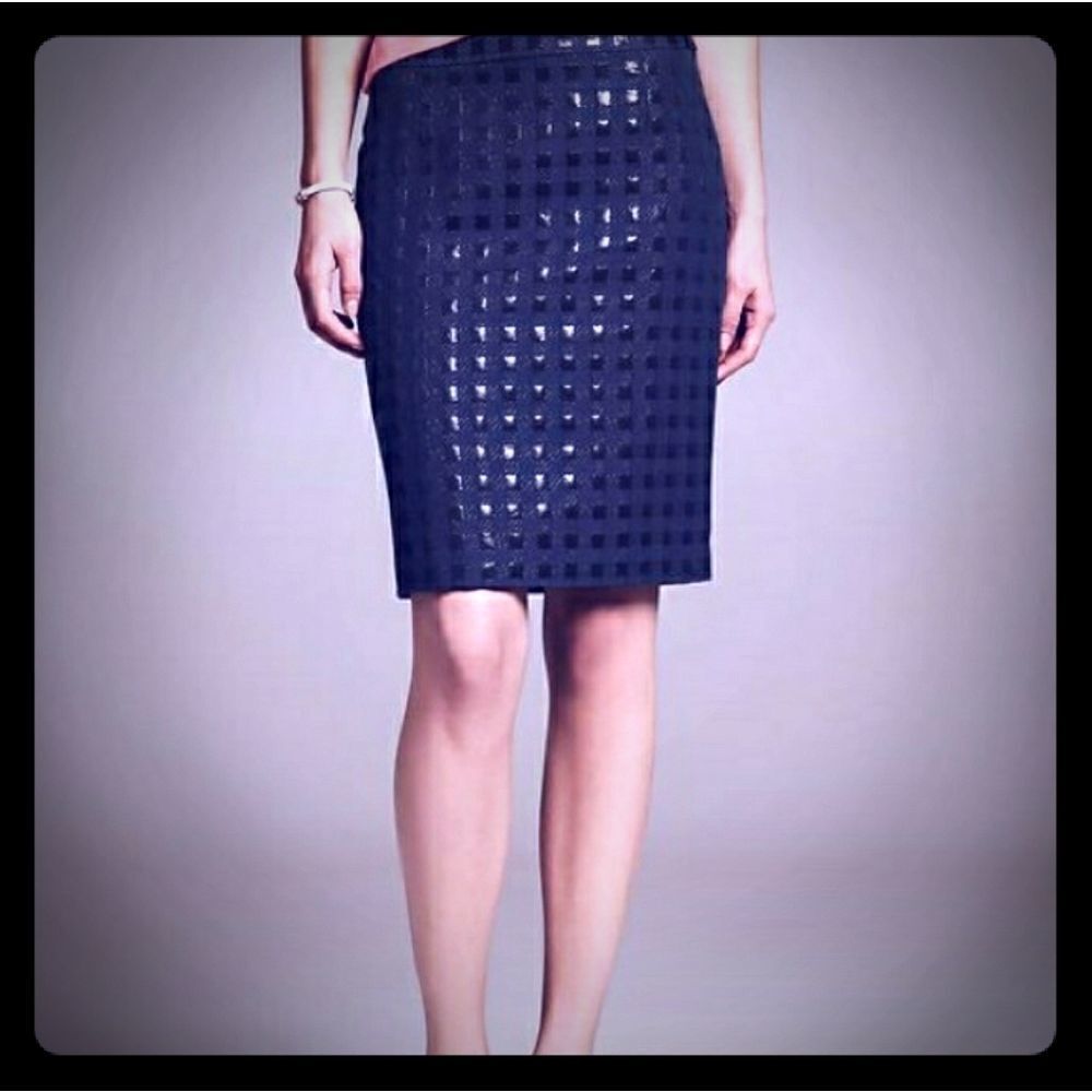 Banana Republic Black Checked Pattern pencil Skirt 8